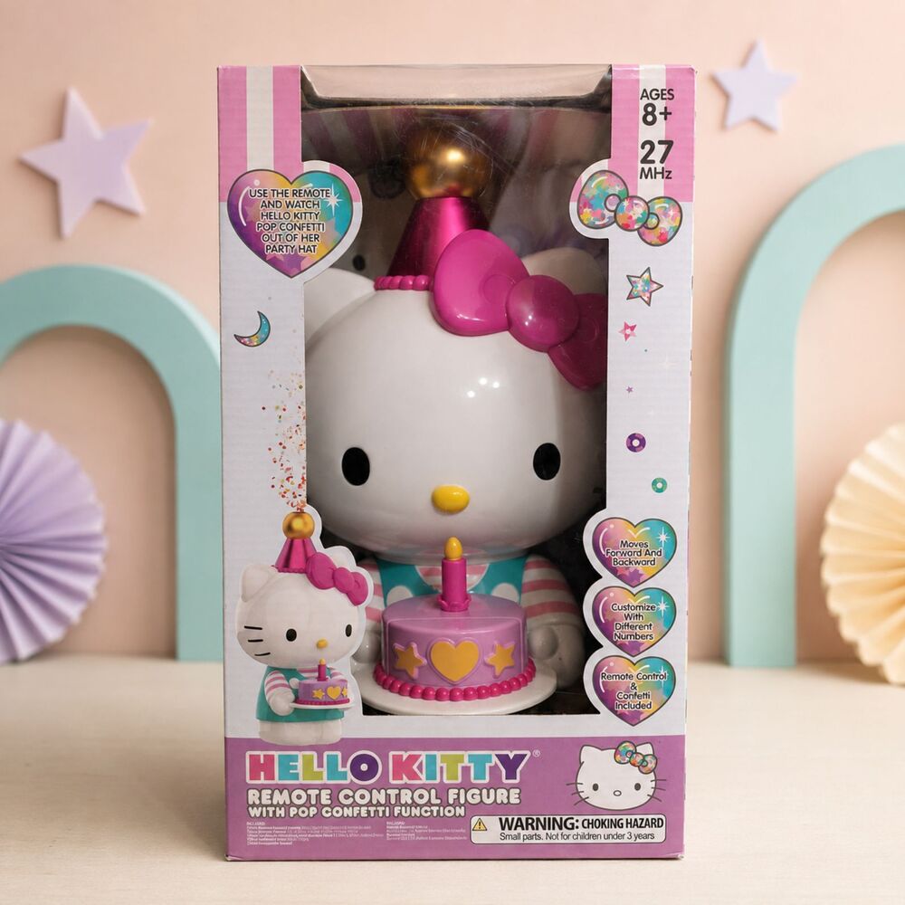Hello Kitty Remote Control Figure with Pop Confetti Function – New